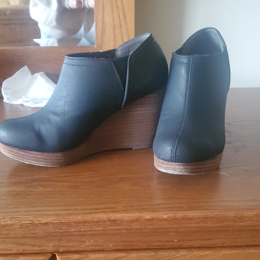 Black Wedge Ankle Boots with High Heel